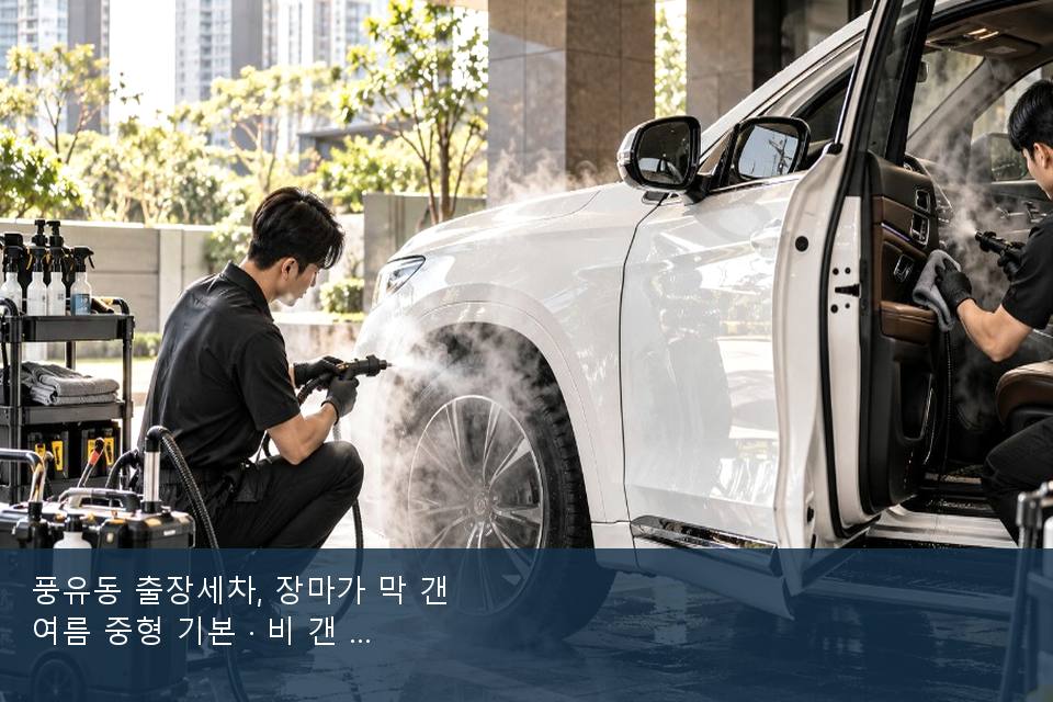 풍유동 출장세차, 장마가 막 갠 여름 중형 기본 · 비 갠 뒤의 작업